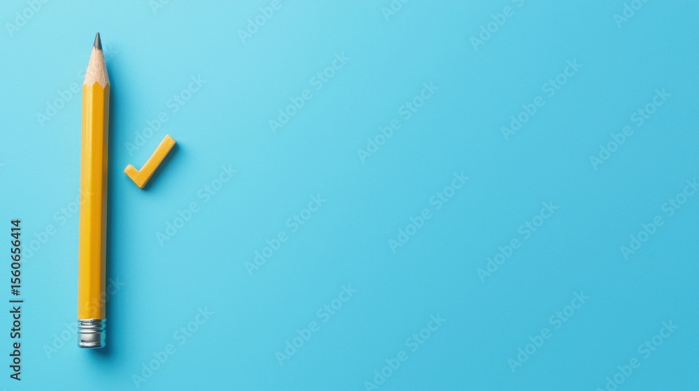 Poster pencil with checkmark a pencil placed next to a checkmark on a to do list, indicating a completed ta