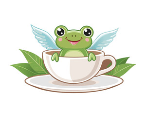 Sleeping Frog with Wings in Teacup