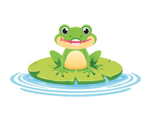 Content Frog Perched on Green Lily Pad