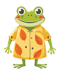 Cute Frog in Yellow Leaf Pattern Coat