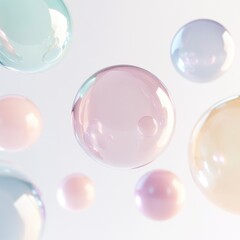 Abstract, pastel-hued, translucent spheres
