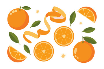 Citrus Harmony: A vibrant composition of fresh oranges and delicate leaves creates a sense of freshness and natural bounty. The image includes whole oranges, peeled sections.