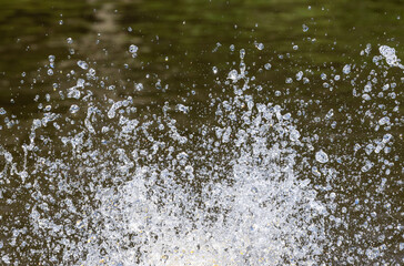Water splashes. Water drops thrown in the air