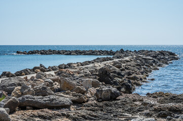 rocky coastline of Cala Millor in Mallorca