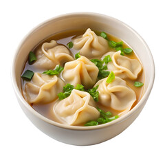wonton soup isolated on white background cutout