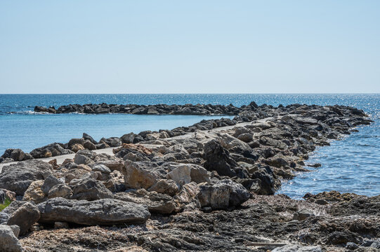 rocky coastline of Cala Millor in Mallorca