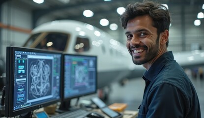aviation worker from india posing at workplace