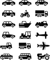Fototapeta premium All Types of Transportation Silhouettes