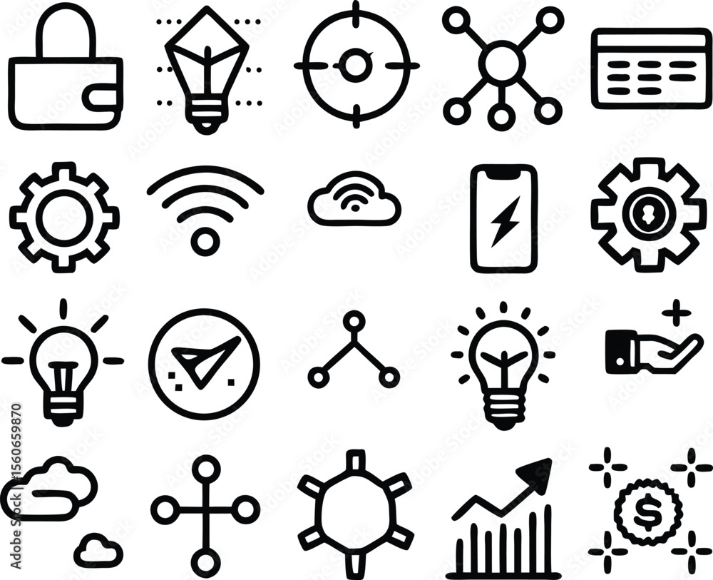 Poster set of business and web icons in a modern vector style