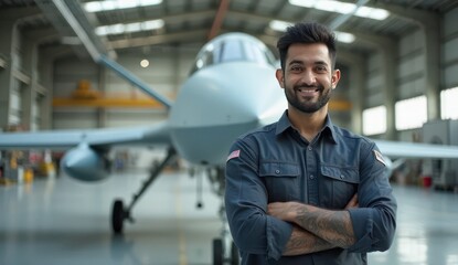 aircraft systems engineer from india standing confidently