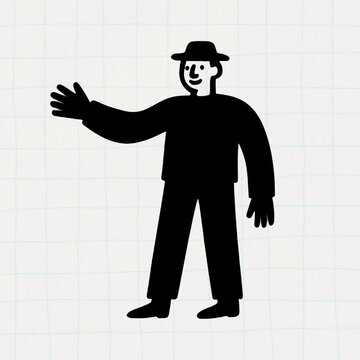 Minimalist waving person silhouette animation isolated asset, transparent 4K video, alpha channel, ProRes 4444