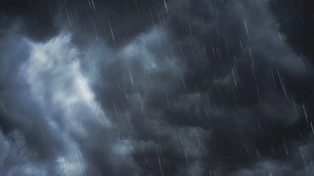Dark storm clouds with heavy rainfall effect in sky.