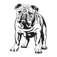 Black & White Bulldog icon silhouette vector flat illustration design on white background