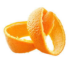 Orange peel beautifully drawn with knife isolated on transparent background.