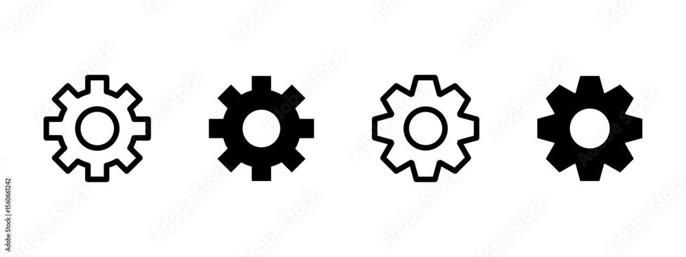 Poster settings icon. gear and cogwheel symbols in different styles vector illustration. configuration and 
