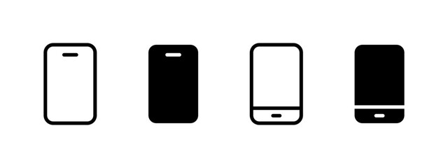 Phone icon. Minimalistic smartphone silhouettes in outline and solid styles vector illustration. Symbol of mobile communication and digital interaction. Portable electronic device sign.