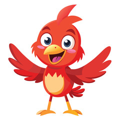 Colorful cartoon red bird character design isolated on white background