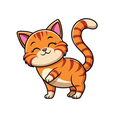 Cute cartoon orange tabby cat illustration isolated on white background