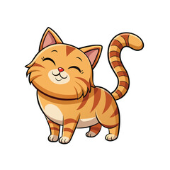 Cute cartoon orange tabby cat illustration isolated on white background