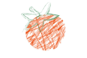Whole tomato painted with brush strokes