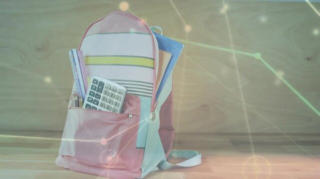 Starting with pastel backpack while network graphics pulsing mapping study connections