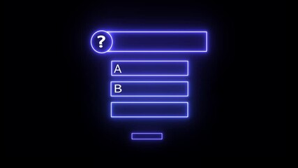 Abstract neon Question answers template animation with questions animation box
