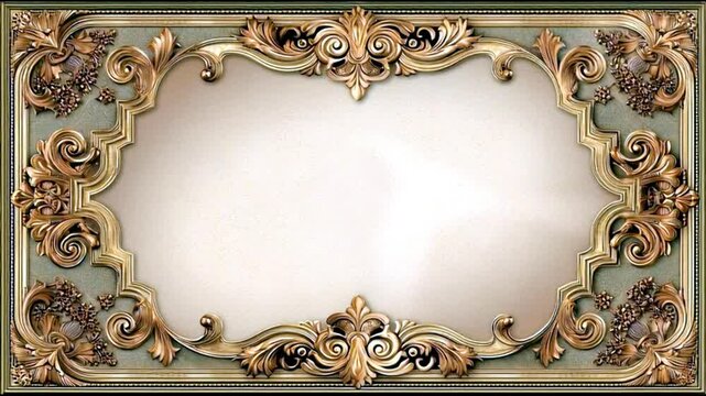 Elegant vintage frame sequence: ornate golden baroque transitions with floral details and texture
