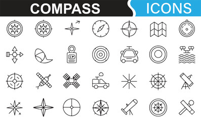 Compass and navigation-themed icons for journey planning and route mapping.