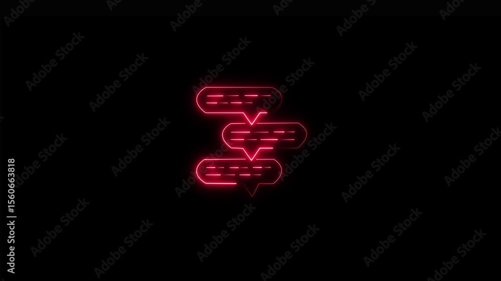 Aufkleber glowing neon speech bubble icon representing communication red color communication icon with and blu