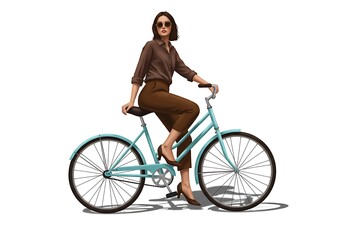 Obraz premium Woman with sunglasses posing on a bicycle