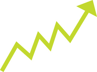 Green arrow line graph growth up direction vector png file type on transparent background for apps, websites, UI designs,  Ideal for business apps, financial websites, and dashboard UI designs.