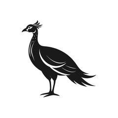 Peahen bird silhouette elegant wildlife illustration isolated on white background