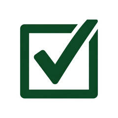 Dark Green Check Mark inside a Square Graphic Design with Transparent Isolated Background