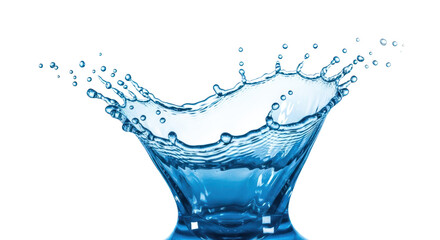 Dynamic Water Splash In Blue Shades Forming Crown Shape On Isolated Transparent Background