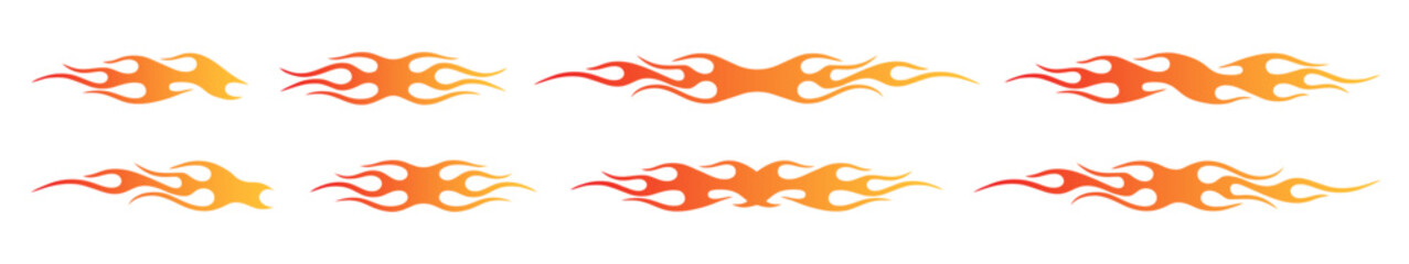 Fire flames collection. Tribal hot rod car decal set.