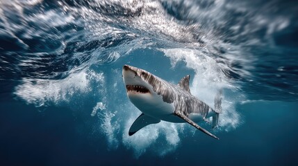 Fototapeta premium Great white shark underwater