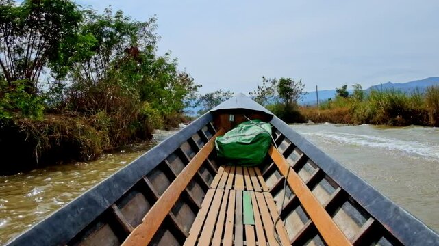 A sped-up trip across Inle Lake and along Inn Thein Creek, Myanmar