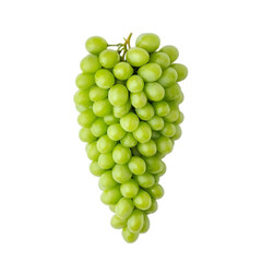 Fresh green grapes, juicy and healthy bunch of fruits isolated on transparent background.