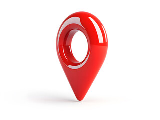 Red location pin 3D icon. 3D rendered red map pin icon. Location and navigation symbol isolated.

