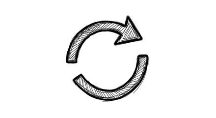 Hand Drawn White Circular Arrow Graphic On Black Background Isolated Transparent Background