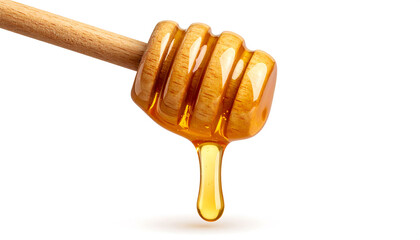 Honey dripper with liquid on a white background for food photography