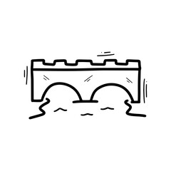 Hand Drawn Bridge Illustration. Doodle Vector. Isolated on White Background - EPS 10 Vector
