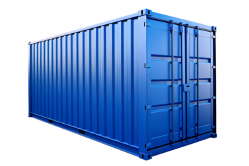  blue cargo container isolated on white background PNG ,AI GENERATED