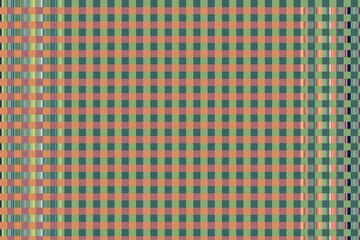 abstract background of geometrical 3d cubes and square braided wicker border, seamless and endless patter in pastel colored orange, green and yellow. table set, summer feeling