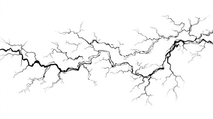 Fracture illustration with branching lines simulating cracks on a white background