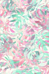 Tropical leaf pattern, pastel colors