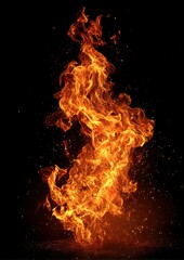 Realistic flames and fiery textures on a black background.