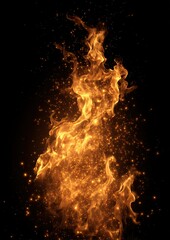 Realistic flames and fiery textures on a black background.