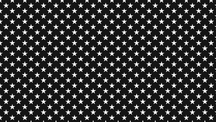 Repeating pattern of white five pointed stars on a black background creating a dense and uniform texture