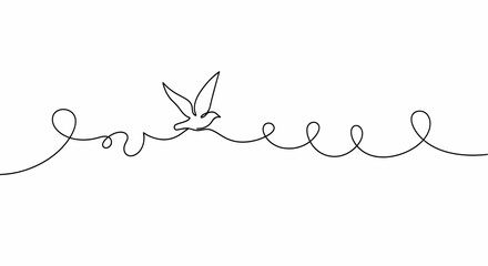 Single-Line Drawing of a Bird in Flight